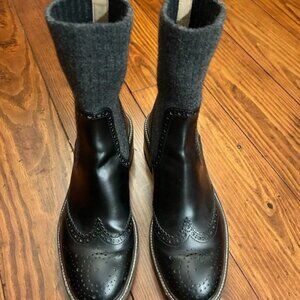 Chloé Franne Sock Ankle Booties — Black Leather — NWT— Size 39